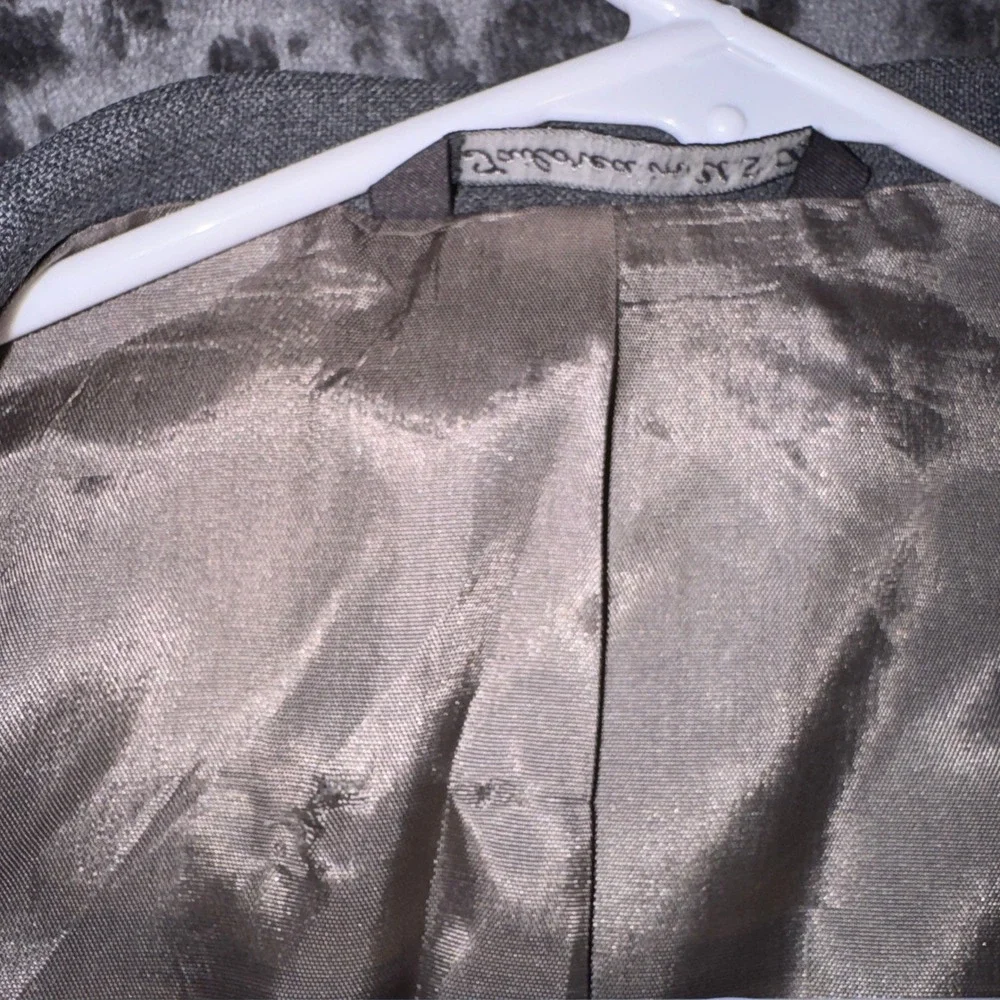 John Peel Ltd Vintage Grey Blazer Mens 44L USA Tailored Brass Crest Buttons‎